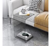 Table d'appoint moderne en acrylique en forme de C, table d'appoint transparente pour canapé, décoration de salon, présentoir élégant, 30 x 30 x 60 cm (couleur : gris)