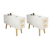 Table d'appoint moderne en bois avec tiroirs et grand espace de rangement pour la maison, le bureau, table d'appoint compacte, blanche, 90,2 x 30,5 x 59,7 cm (L x l x H)