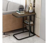 Table d'appoint moderne en forme de C, structure métallique fine, idéale pour les canapés et les petits espaces. Gain de place assuré. Plateau polyvalent pour les collations et la télévision