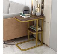 Table d'appoint moderne en forme de C, structure métallique fine, idéale pour les canapés et les petits espaces. Gain de place assuré. Plateau polyvalent pour les collations et la télévision