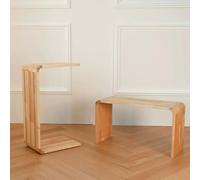 Table d'appoint Moderne en Forme de C Table d'appoint for Ordinateur Structure en Bois Prête à l'emploi Bords arrondis for Salon ou Chambre à Coucher(Beige,35x30x69cm/14x12x27in)