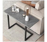 Table d'appoint moderne en marbre gris avec acier robuste - Design peu encombrant pour les petits salons, chambres ou bureaux - Élégante et fonctionnelle