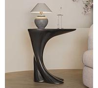 Table d'appoint moderne en valse sculpturale - Table d'appoint contemporaine inspirée de l'art contemporain, table d'appoint incurvée noire, mobilier de salon design pour canapé, chambre à coucher