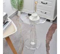 Table d'appoint moderne haut de gamme en acrylique, table ronde transparente pour salon ou petits espaces, table d'appoint avec tige de soutien, plateau rond et pied massif, montage requis(53x39x39cm)