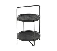 Table d'Appoint Moderne MDF Cadre en Métal 2 Etagères Ronde Noir Evart
