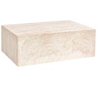 Table d'Appoint Moderne Plateau en Placage Effet Travertin Imitation Pierre Beig