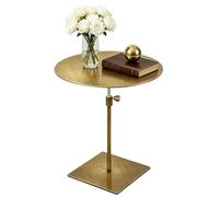 Table d'appoint moderne réglable en hauteur avec base stable, petite table de bar basse en acier inoxydable, idéale pour salon, chambre, l'arrière-cour et terrasse extérieure - Ronde(Top 50cm)