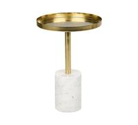 Table d'Appoint Moderne Ronde Forme Géométrique Plateau en Métal Base en Pi