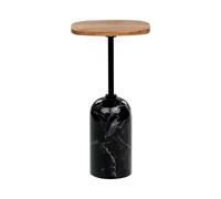 Beliani Table d'Appoint Moderne Ronde Plateau en Bois d'Acacia Base en Métal Noir Oasis