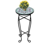 Table d'appoint Motif mosaïque Vert et Blanc Sellette Support plantes vidaXL