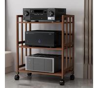 Table d'appoint multifonction en bois réglable en hauteur avec étagère HiFi pour lecteur de disques vinyles - Unité de rangement pour bureau et étude - Solution de mobilier moderne