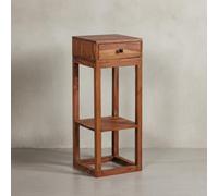 Table d'appoint NAKO bois massif Sheesham 35x35x90 cm tiroir marron