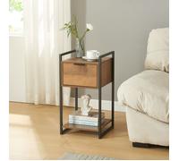 [en.casa] Table d'Appoint Rectangulaire en Bois d'Ingénierie avec Étagère et Tiroir, Effet Noyer Noir, 62 x 33 x 32 cm