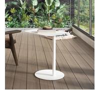 [en.casa] Table d'Appoint Bout de Canapé Table de Chevet au Style Intemporel Design Élégant Moderne Stable Intérieur Extérieur pour Salon Séjour Balcon Terasse Métal 50 x 50 x 38 cm Blanc