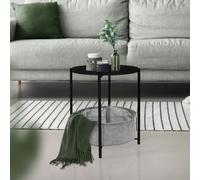 ML-Design Table d'Appoint Rond Ø 43 cm x H 51 cm Noir, en Métal, avec Panier de Rangement