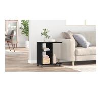 vidaXL Table d'appoint Design contemporain Noir chêne Bois d'ingénierie 50x30x55 cm sur roulettes