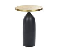 Table d'Appoint Noir et Doré en Aluminium Revêtu de Poudre Plateau Rond Tekapo