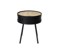 TYA - Table d'Appoint Noire avec Coffre Plateau Effet Bois -