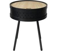 TYA - Table d'Appoint Noire avec Coffre Plateau Effet Bois