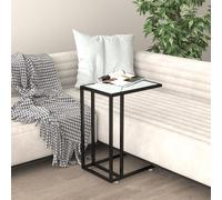 Table d'Appoint Ordinateur Marbre Noir 50x35x65 cm Verre Trempé Canapé vidaXL