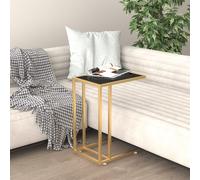 Table d'Appoint Ordinateur Marbre Noir 50x35x65 cm Verre Trempé Canapé vidaXL