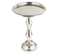 Table d'appoint Orientale en Laiton, Tabouret à Fleurs Fasla argenté