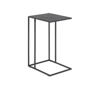 Toilinux - Table d'appoint ou à café rectangulaire haute effet marbre en Mélamine et Métal - L. 43 cm x H. 63 cm - Noir - Félice