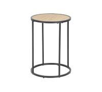 Toilinux - Table d'appoint ou bout de canapé rond en MDF et métal diam.40cm - Beige et Noir - Sireine Beige