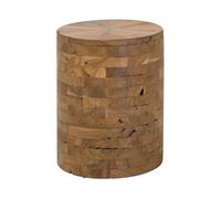 Table d'Appoint ou Chevet Cylindrique en Bois de Teck Ultra Durable Solution Déco pou Chambre ou Salon au Style Rustique et Boho Beliani