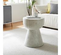 Table d'appoint 'Oulvepijanse' béton léger prêt à l'emploi 51 x Ø40 cm blanc
