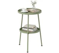 Table d'appoint Outsunny, table basse ronde à deux niveaux pour jardin, balcon, salon ou chambre à coucher, vert clair