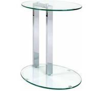 HAKU Table d'appoint en métal chromé, Table Basse avec Verre trempé de 8 mm - Dimensions : L 45 x H 50 x P 35 cm Style : Moderne
