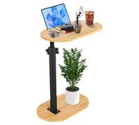 Table d'appoint Peelanmall en forme de C - Réglable en hauteur - Rotation à 360° - Petite table d'appoint en bambou - 40 x 22 cm - Petite table basse avec fente pour téléphone
