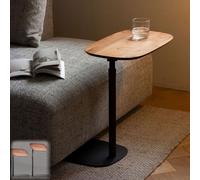 Table d'appoint pivotante à 360° avec hauteur réglable et plateau ovale inclinable pour salon, chambre à coucher, ou comme support d'ordinateur portable