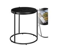 Table d'appoint plateau en marbre et structure en acier noire
