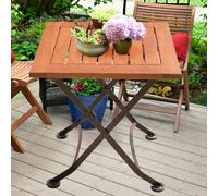 Extérieur Table Bistrot Acier Eucalyptus Balcon Jardin Meuble Pliable Métal Bois