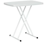 Outsunny Table d'appoint Pliable en HDPE, Table Pliante avec Hauteur réglable sur 6 Niveaux, Table de Balcon pour patios et Jardins, 76 x 50 x 74 cm, Blanc