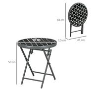 Table d'appoint pliable Outsunny, table pliante Outdoor, table de jardin avec plateau de table en verre trempé, table de camping pour jardin, terrasse, noir, 45 x 45 x 50 cm