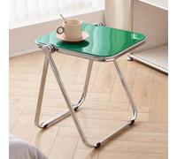 Table d'appoint pliante d'extérieur portable pour jardin, table basse carrée avec porte-boissons et plateau TV, petit canapé, table de chevet pour camping, pique-nique, 44 x 36 x 41 cm, couleur verte.