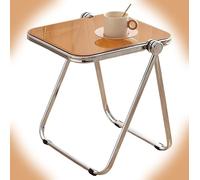 Table d'appoint pliante en acrylique transparent, petite table basse pour canapé, plateau TV, table de collation, marron - Parfaite pour le salon et l'extérieur