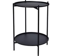 Table d'appoint pliante en métal Noir 50 x 35 cm - 2 étagères