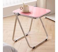 Table d'appoint pliante moderne rose pour canapé, table de chevet ou TV, table à manger carrée, dimensions 44 x 36 x 41 cm