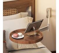 Table d'appoint pliante murale avec plateau rond - Petite table d'appoint flottante pour maison, bureau, bar, cuisine, studio, balcon - Design peu encombrant - Marron