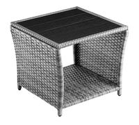 Casaria Table d'appoint en polyrotin Gris Plateau de Table en WPC 45x45x40cm Table Jardin Balcon réglable en Hauteur