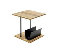 HAKU Table d'appoint Pika en chêne massif et métal noir L45 × H45 × P45 cm – Moderne