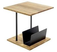 HAKU Table d'appoint Pika en chêne massif et métal noir L45 × H45 × P45 cm – Moderne