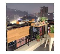 Table d'appoint pour Balcon Peu encombrante, Structure Robuste en Bois Massif et Alliage, étagère à Plantes pour Petits patios et balcons, Aucun perçage requis (L 35,4 x l 15 po)