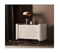Table d'appoint pour canapé avec 2 tiroirs - Table de chevet minimaliste en marbre avec pieds en métal en forme d'arc - Table d'appoint en cuir