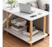 Table D'appoint pour Canapé avec Étagère de Rangement à Deux Niveaux, Tables D'appoint pour Salon, Table de Chevet pour Petits Espaces, Chambre à Coucher, Salon, Entrée(White,60x30cm/23.6x11.8in)