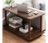 Table D'appoint pour Canapé avec Étagère de Rangement à Deux Niveaux, Tables D'appoint pour Salon, Table de Chevet pour Petits Espaces, Chambre à Coucher, Salon, Entrée(Brown,80x40cm/31.5x15.7in)